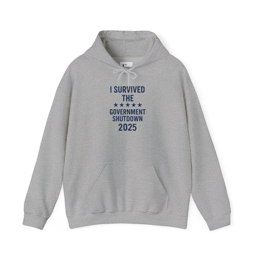 Navy ocean camouflage "I Survived the Government Shutdown 2025" Hoodie