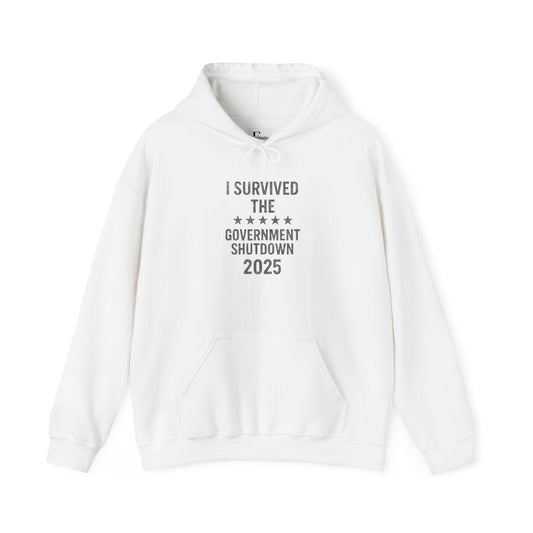 Grey camouflage "I Survived the Government Shutdown 2025" Commemorative hoodie