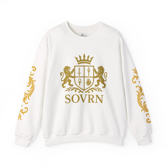 "Sovrn" sovereign Wear the throne" Luxury Gold Crest Crewneck Sweatshirt