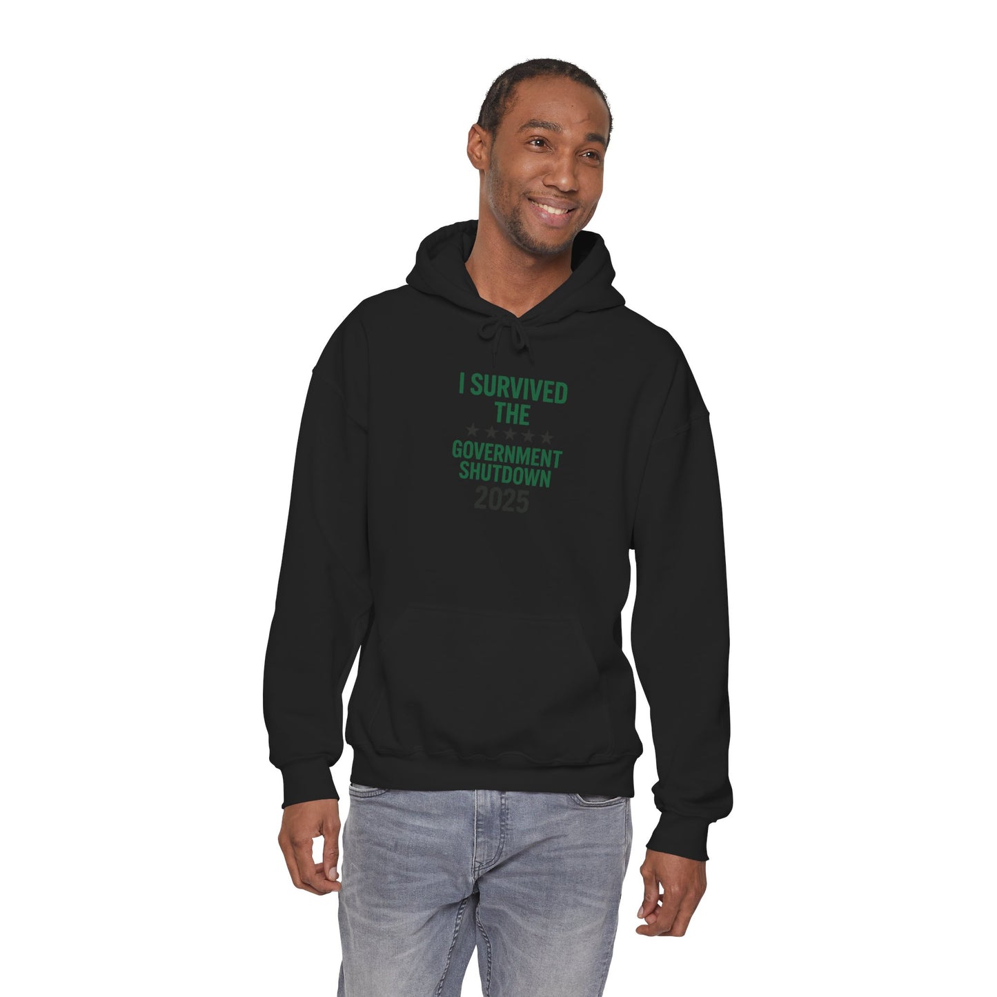 Green and black "I Survived the Government Shutdown 2025" Commemorative Hoodie