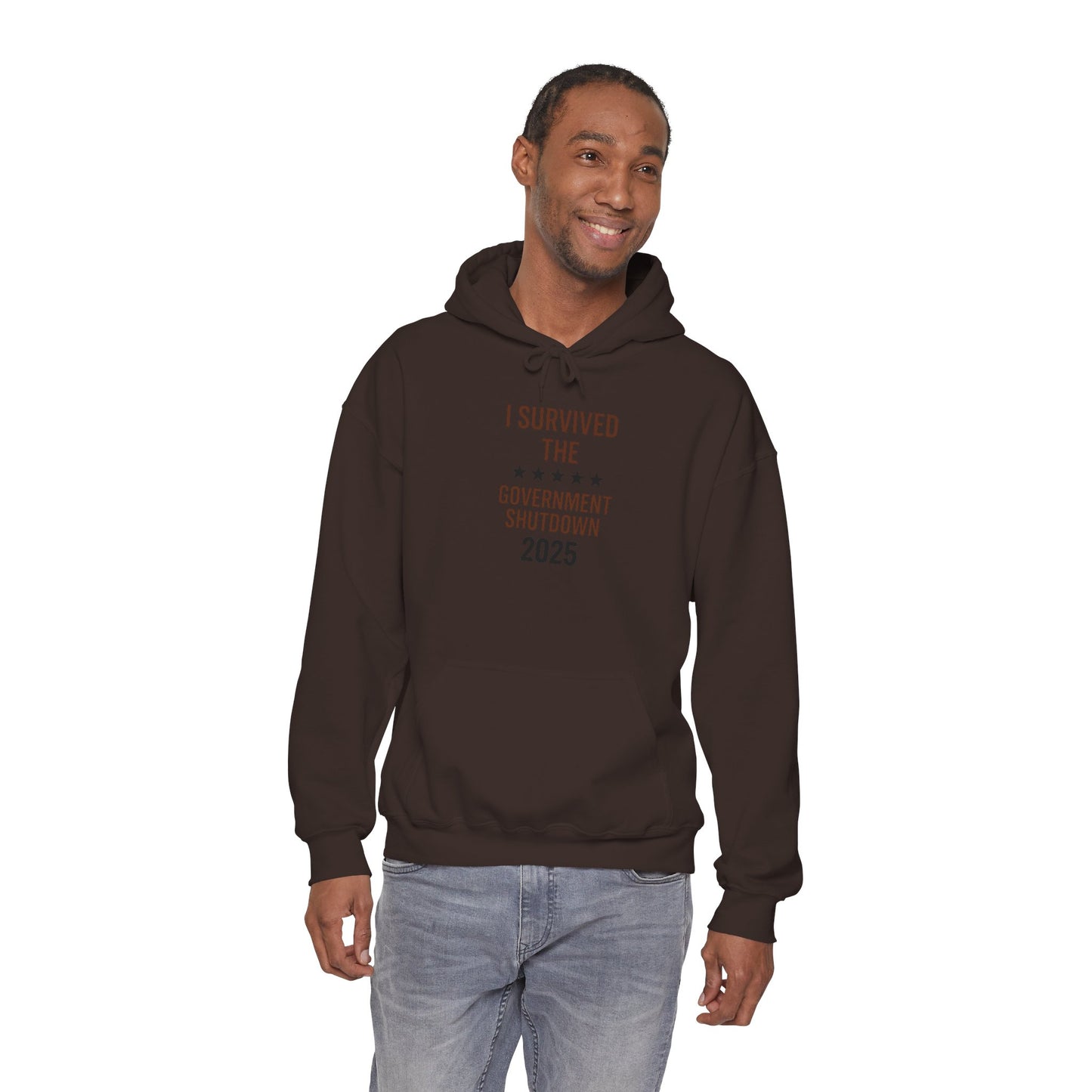 Brown and black  "I Survived the Government Shutdown 2025 hoodie