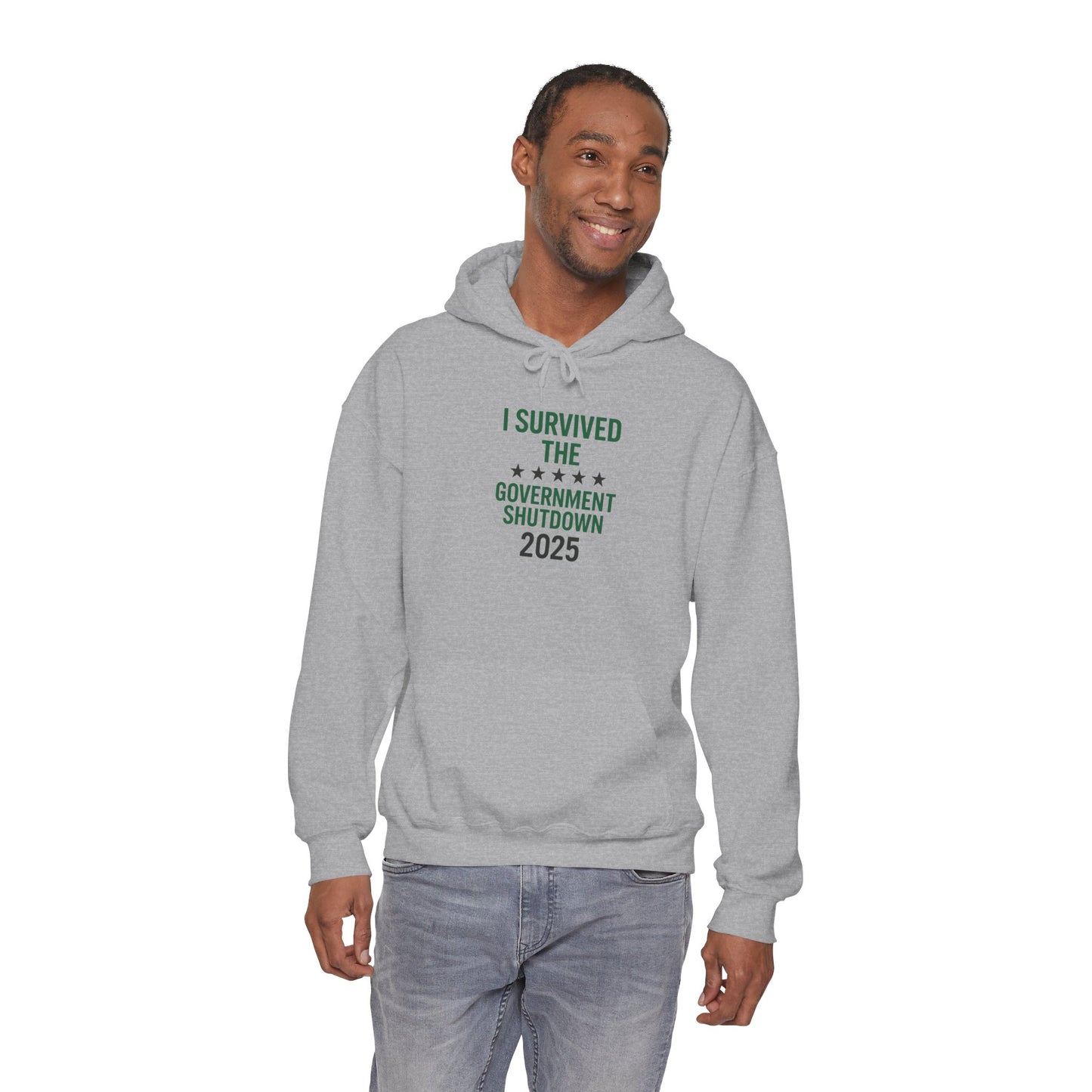 Green and black "I Survived the Government Shutdown 2025" Commemorative Hoodie