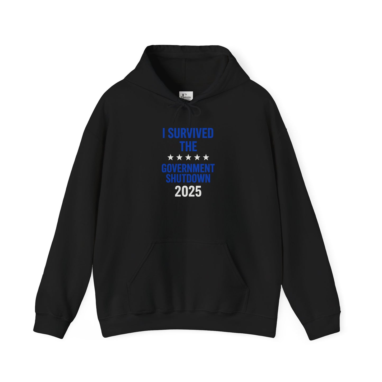 Royal blue and white "I Survived the Government Shutdown" Pullover