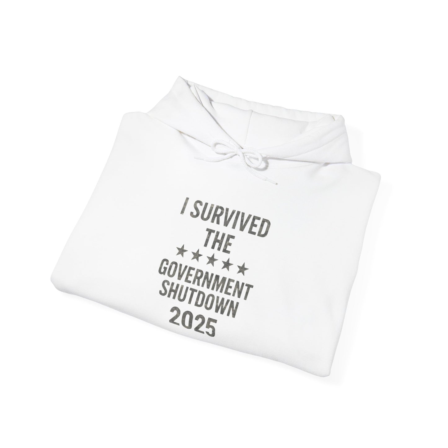 Grey camouflage "I Survived the Government Shutdown 2025" Commemorative hoodie