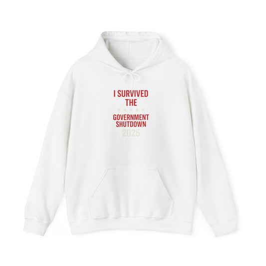 Red and black "I Survived The Government Shutdown" hoodie