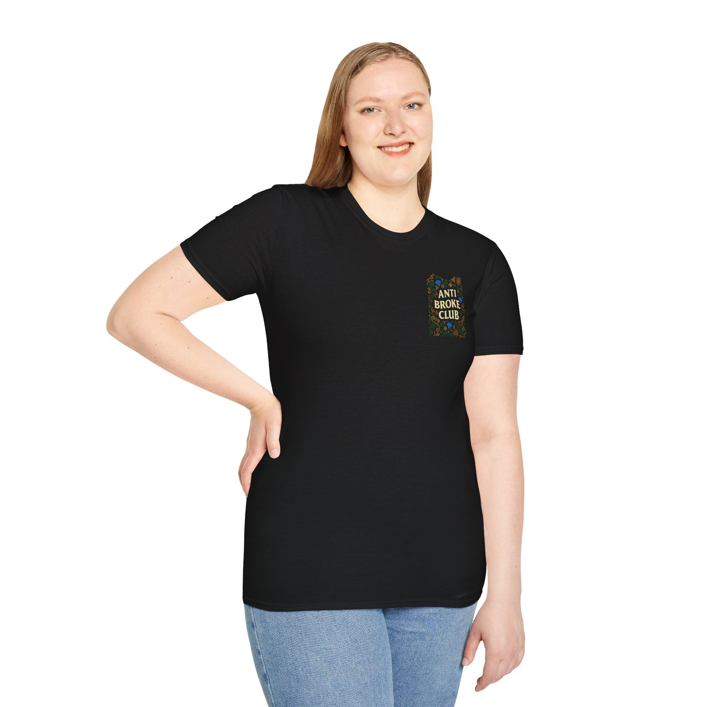 Anti Broke Club Unisex Softstyle T-Shirt | Trendy Graphic Tee, Comfortable Wear, Great for Gifting, Casual Outings, Everyday Style