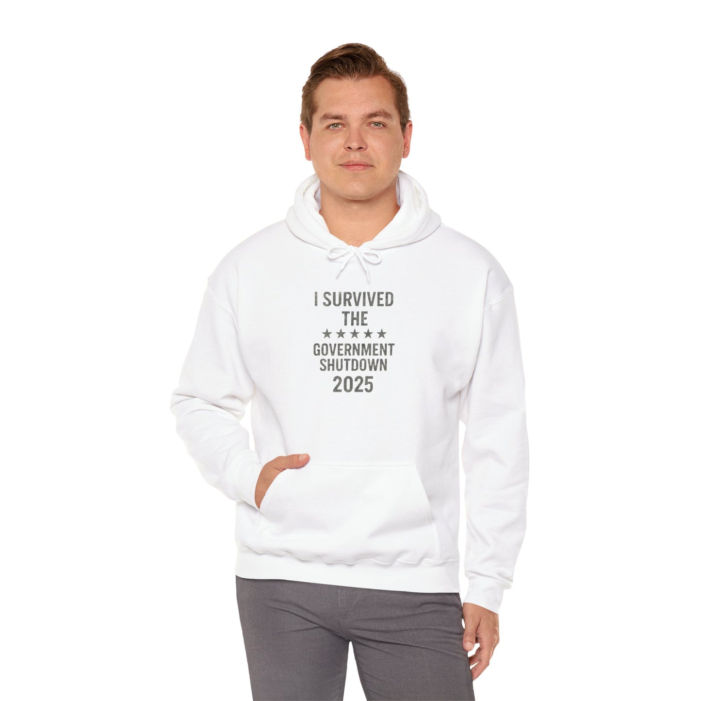 Hoodie — "I Survived the Government Shutdown 2025" Minimalist Protest Pullover