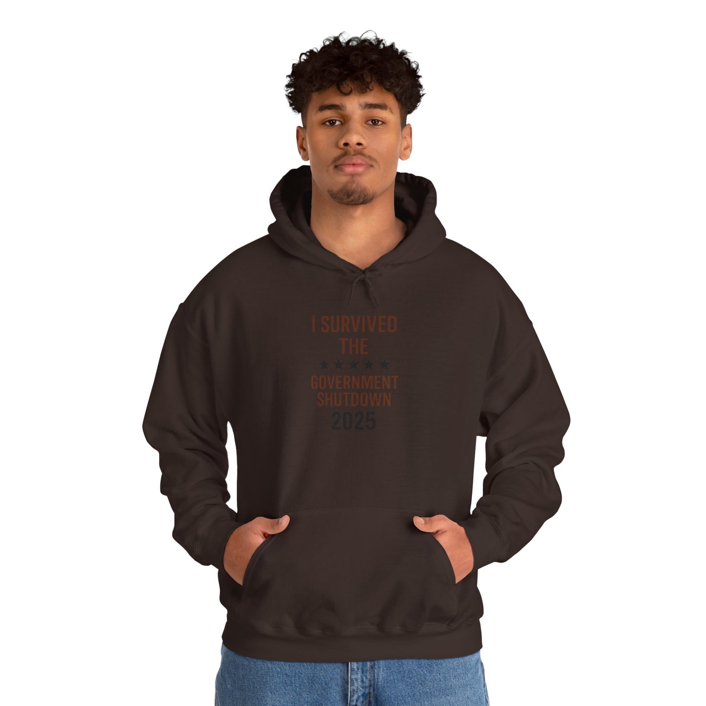 Brown and black  "I Survived the Government Shutdown 2025 hoodie
