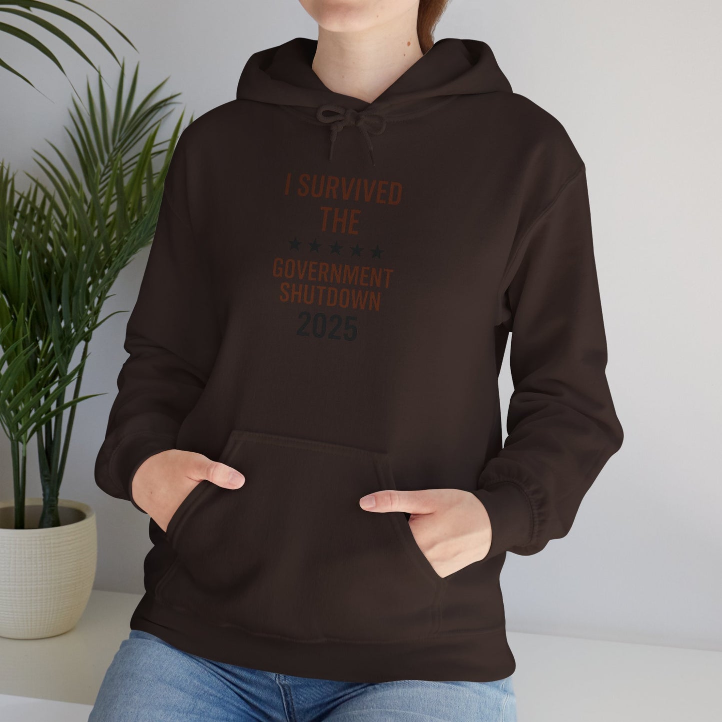 Brown and black  "I Survived the Government Shutdown 2025 hoodie