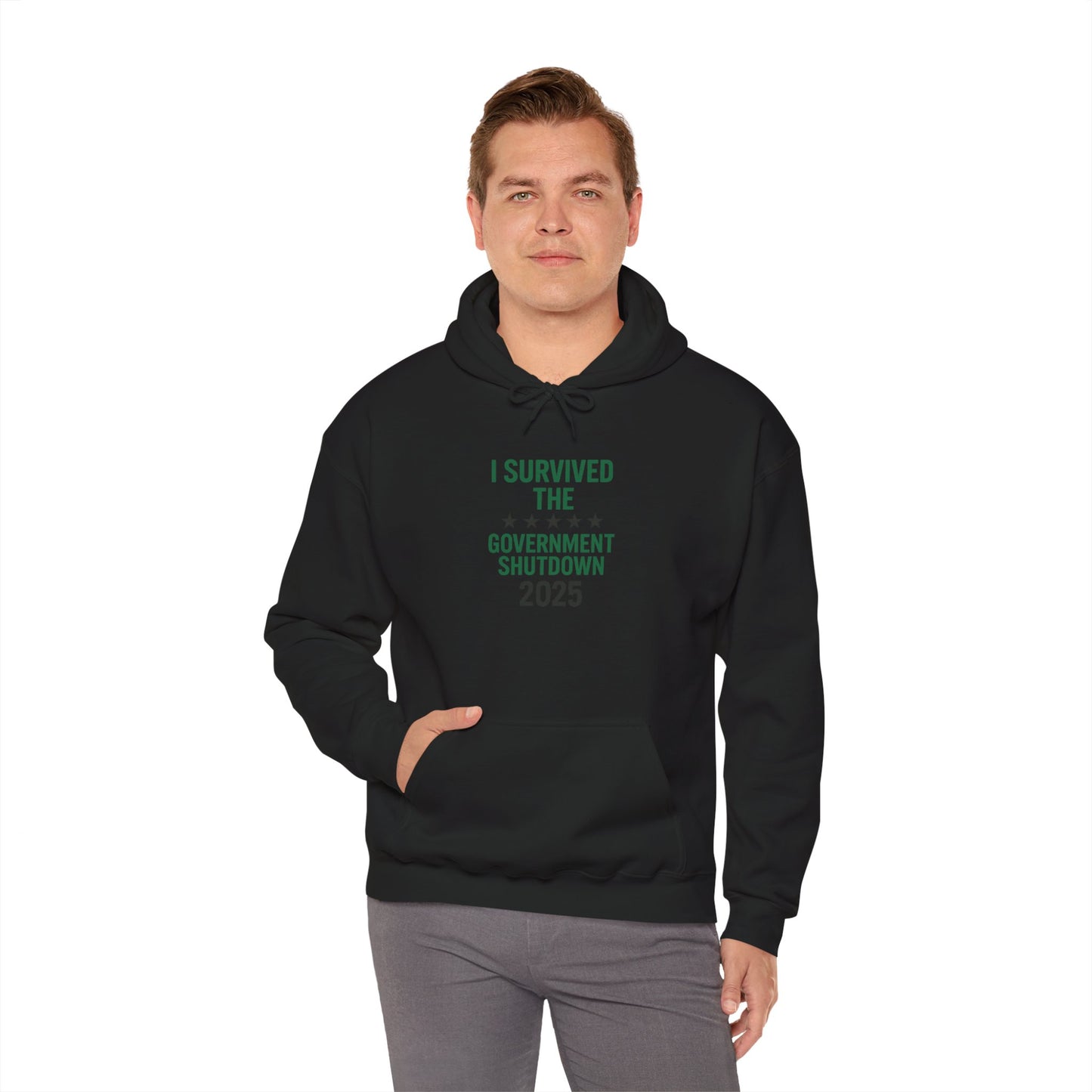 Green and black "I Survived the Government Shutdown 2025" Commemorative Hoodie