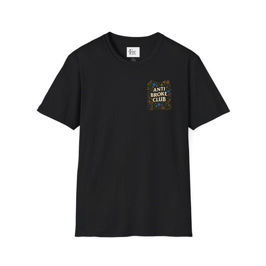 Anti Broke Club Unisex Softstyle T-Shirt | Trendy Graphic Tee, Comfortable Wear, Great for Gifting, Casual Outings, Everyday Style
