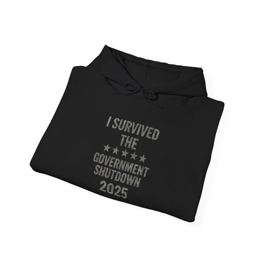 Hoodie — "I Survived the Government Shutdown 2025" Minimalist Protest Pullover