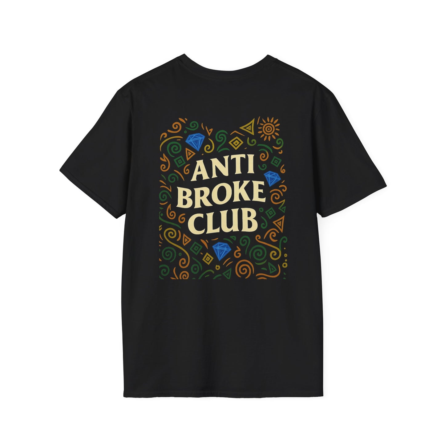 Anti Broke Club Unisex Softstyle T-Shirt | Trendy Graphic Tee, Comfortable Wear, Great for Gifting, Casual Outings, Everyday Style