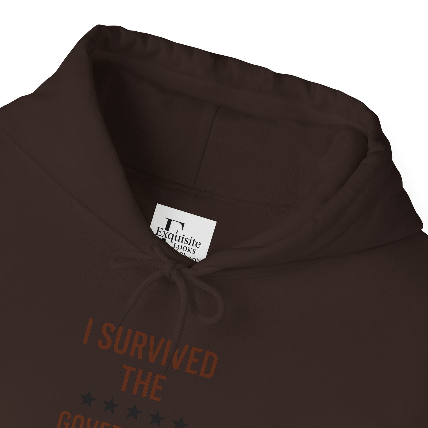 Brown and black  "I Survived the Government Shutdown 2025 hoodie