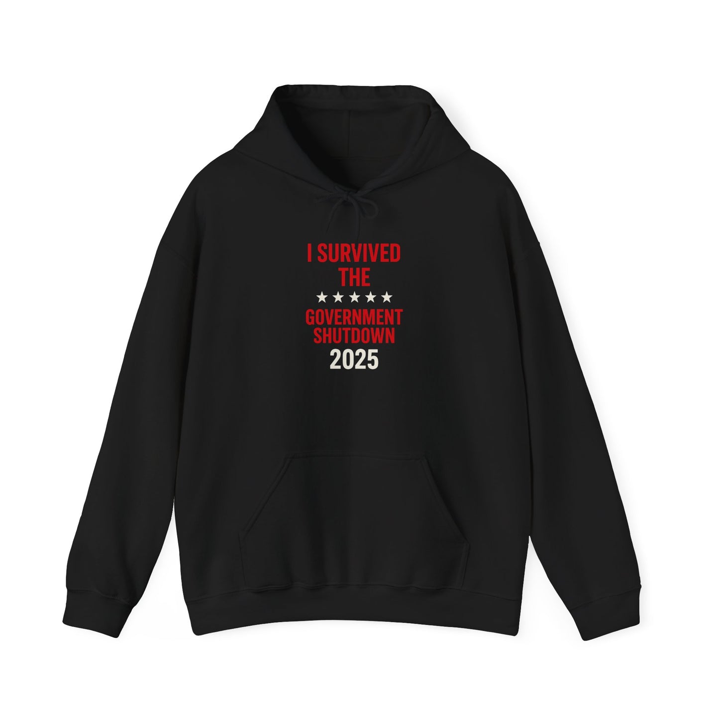Red and black "I Survived The Government Shutdown" hoodie