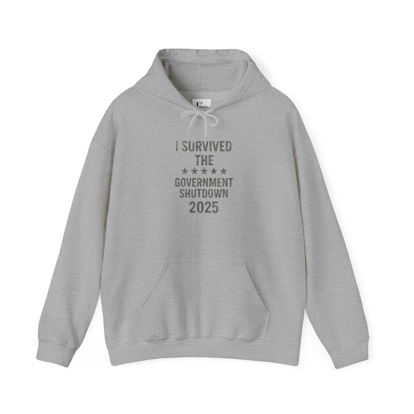 Grey camouflage "I Survived the Government Shutdown 2025" Commemorative hoodie