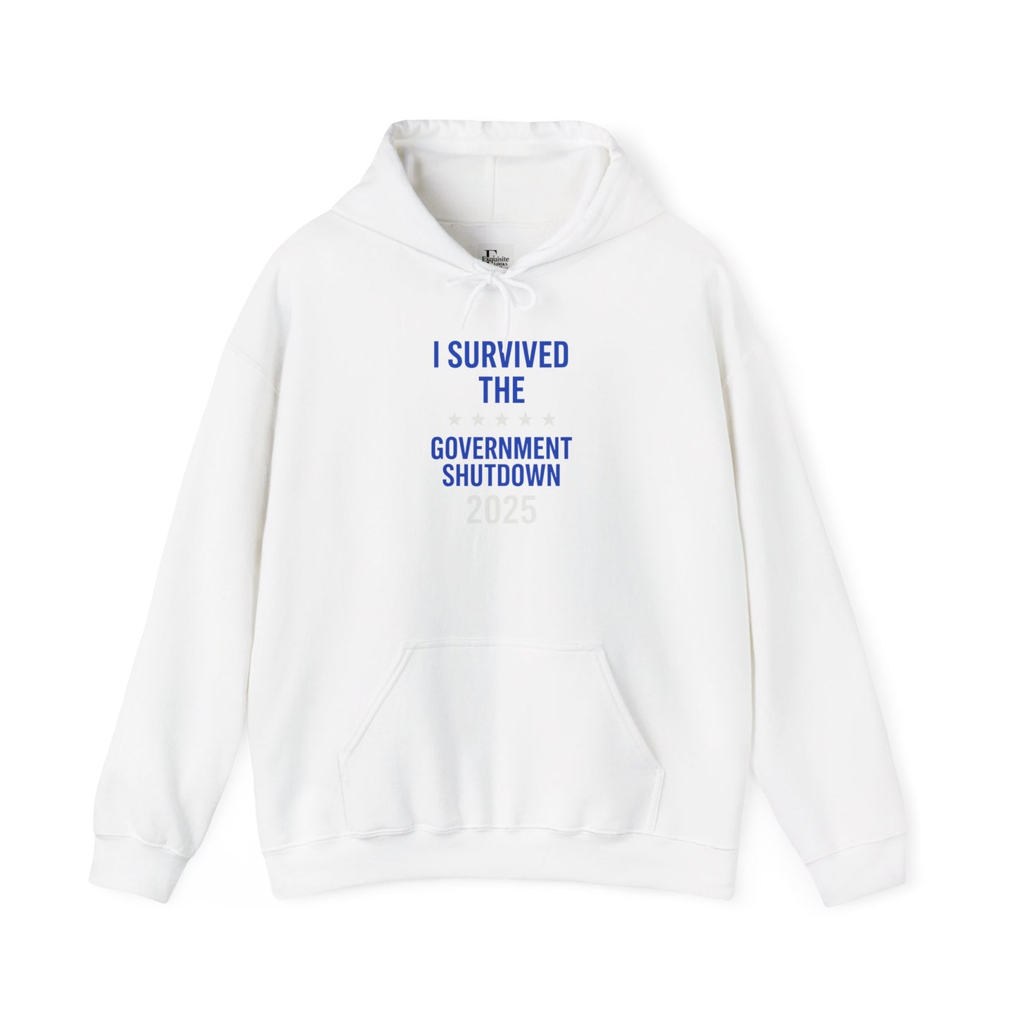 Royal blue and white "I Survived the Government Shutdown" Pullover