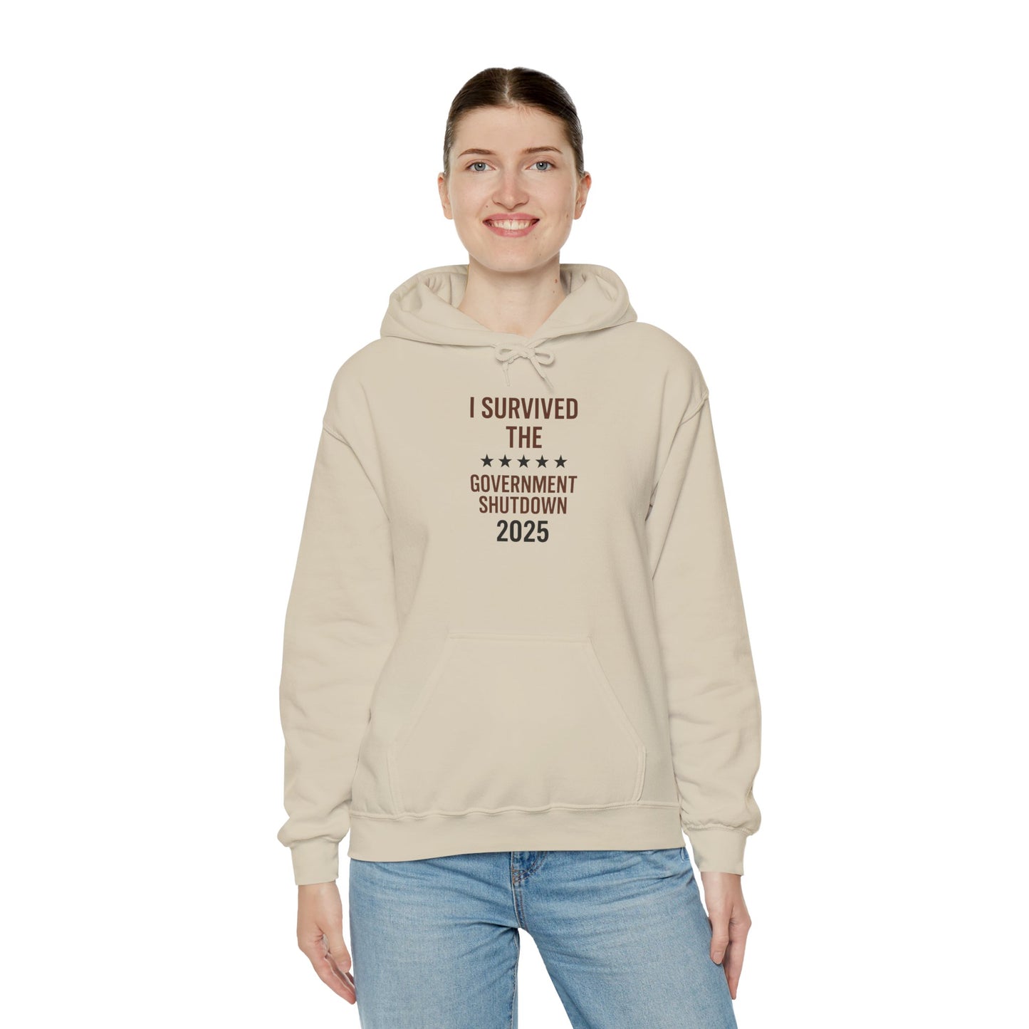 Brown and black  "I Survived the Government Shutdown 2025 hoodie