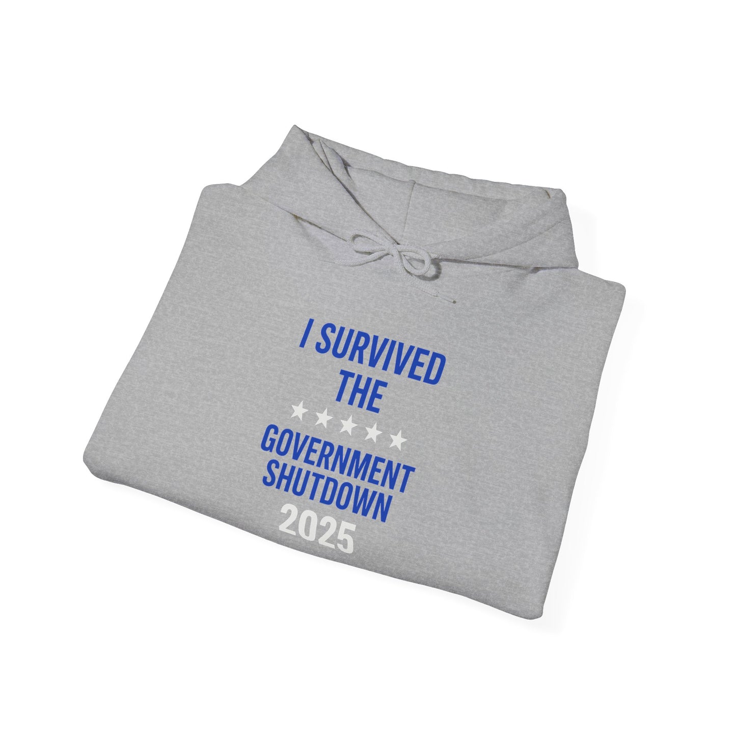 Royal blue and white "I Survived the Government Shutdown" Pullover