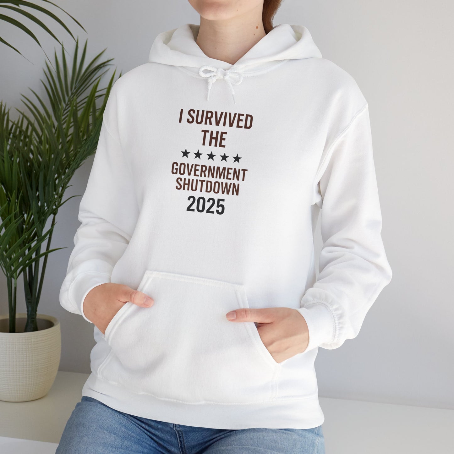 Brown and black  "I Survived the Government Shutdown 2025 hoodie