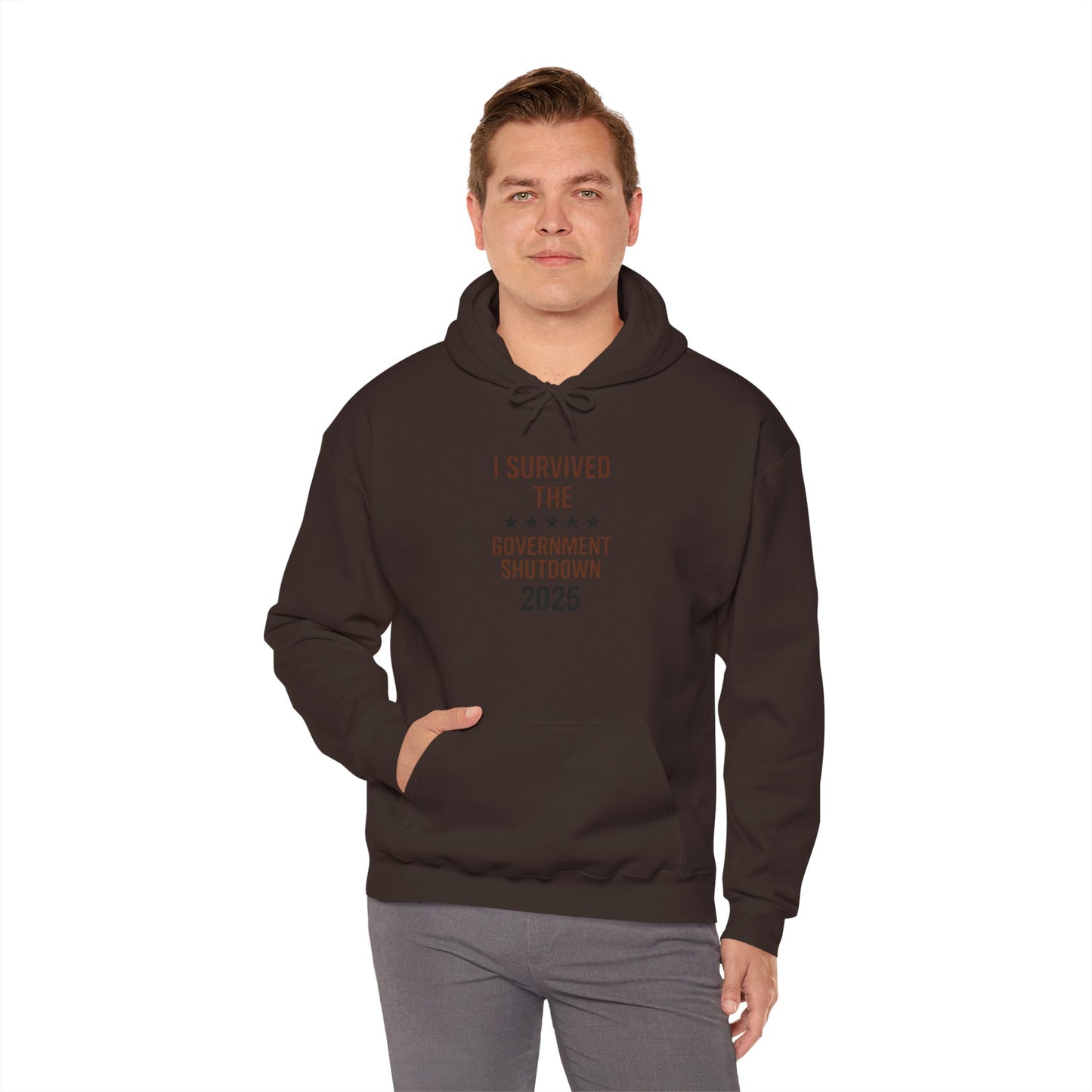 Brown and black  "I Survived the Government Shutdown 2025 hoodie