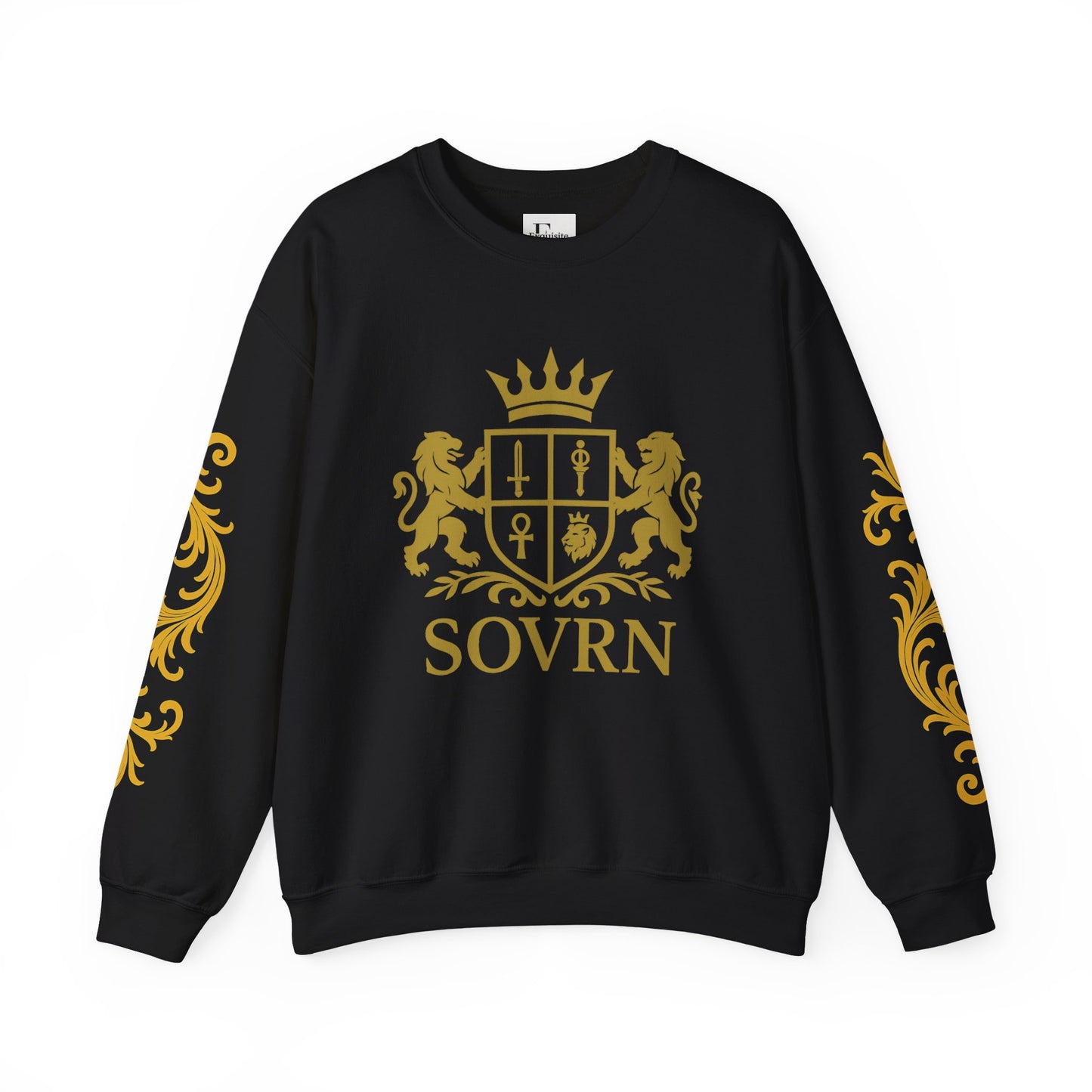 "Sovrn" sovereign  Wear the throne"  Luxury Gold Crest Crewneck Sweatshirt