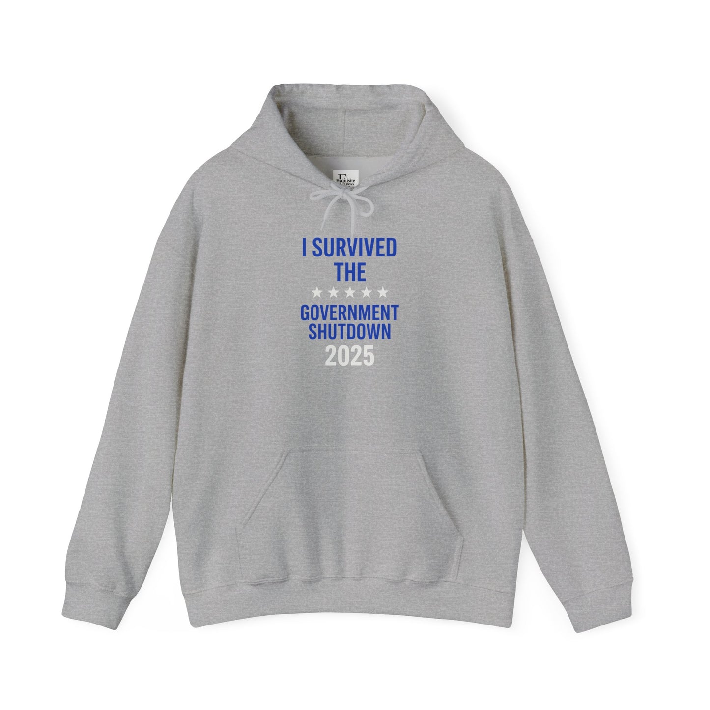 Royal blue and white "I Survived the Government Shutdown" Pullover