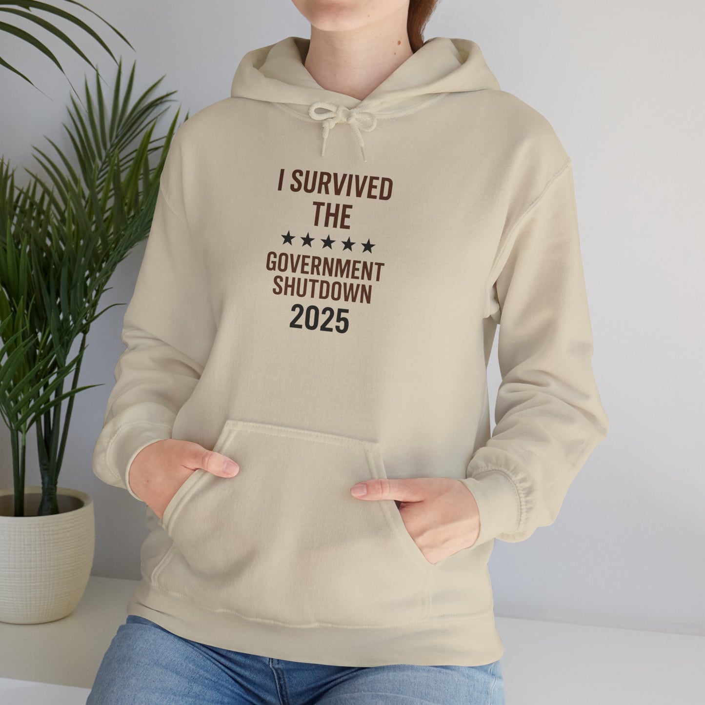 Brown and black  "I Survived the Government Shutdown 2025 hoodie