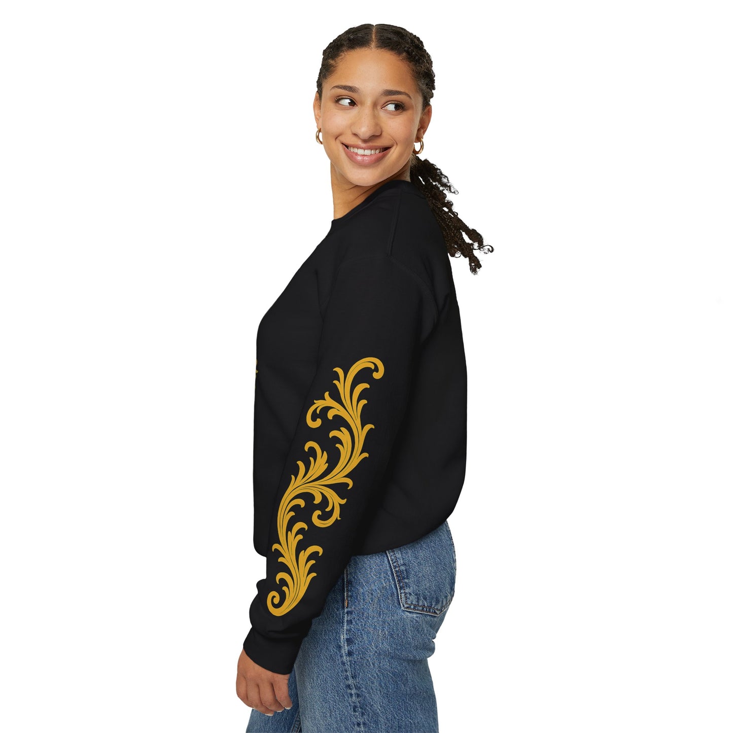 "Sovrn" sovereign  Wear the throne"  Luxury Gold Crest Crewneck Sweatshirt