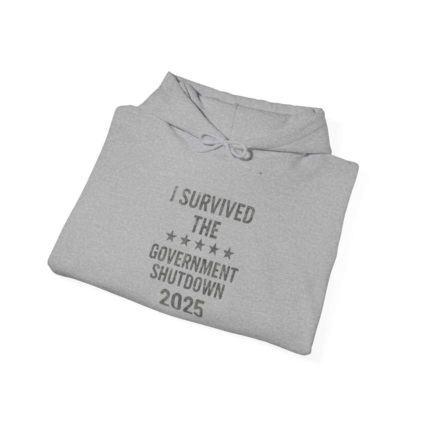 Grey camouflage "I Survived the Government Shutdown 2025" Commemorative hoodie