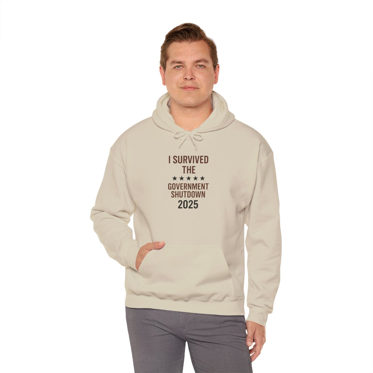 Brown and black  "I Survived the Government Shutdown 2025 hoodie