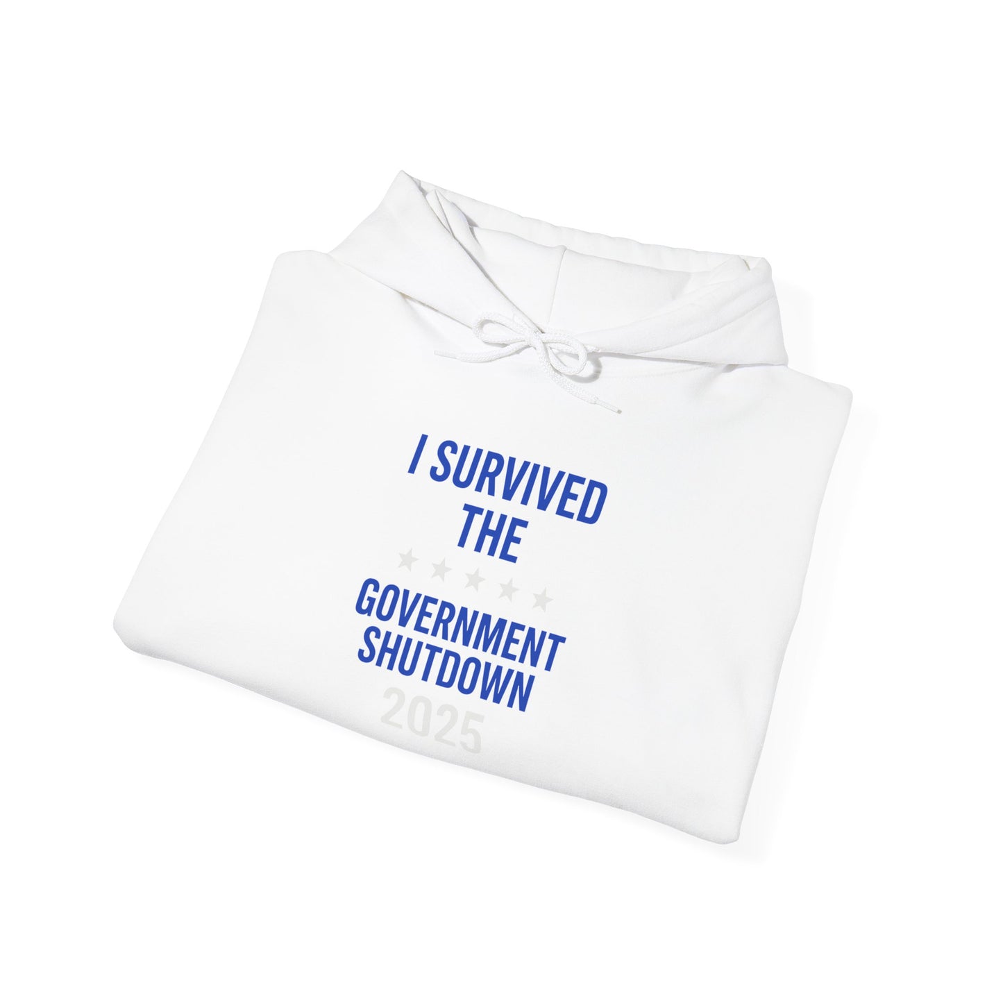 Royal blue and white "I Survived the Government Shutdown" Pullover