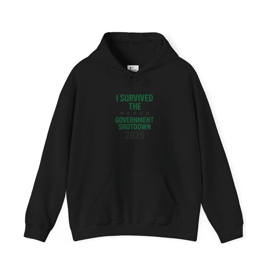Green and black "I Survived the Government Shutdown 2025" Commemorative Hoodie