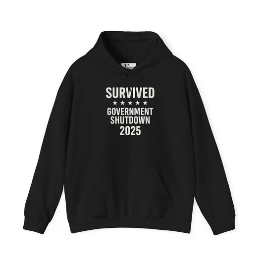 White text "Survived Government Shutdown" Hoodie