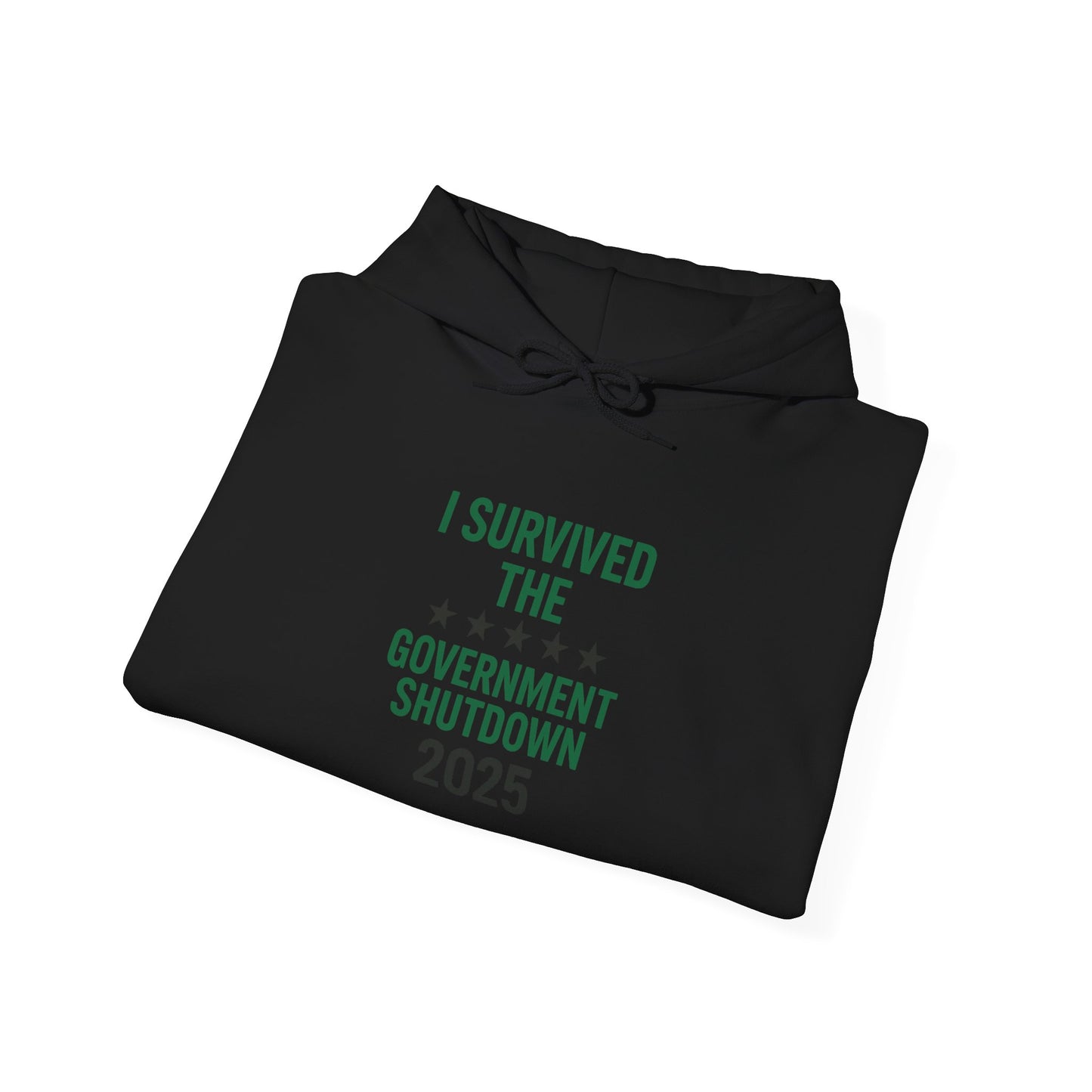 Green and black "I Survived the Government Shutdown 2025" Commemorative Hoodie