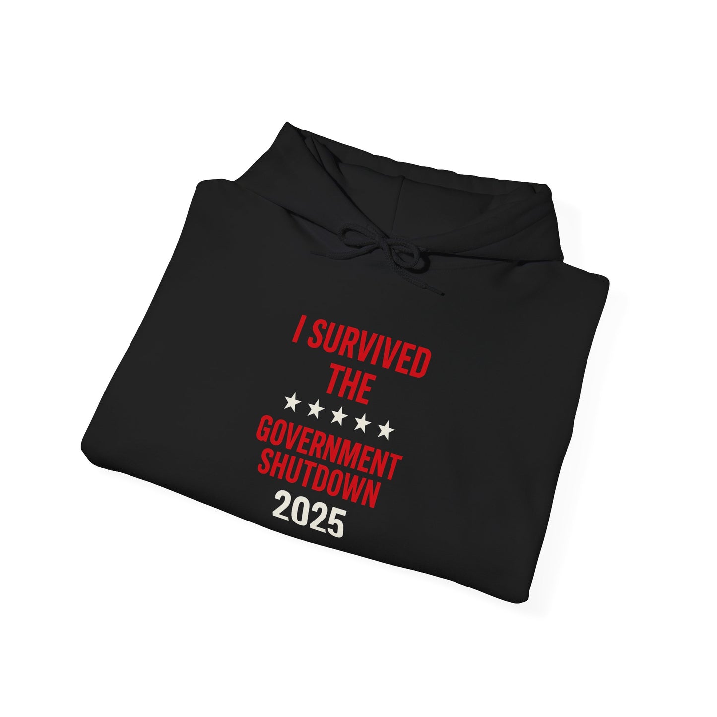 Red and black "I Survived The Government Shutdown" hoodie