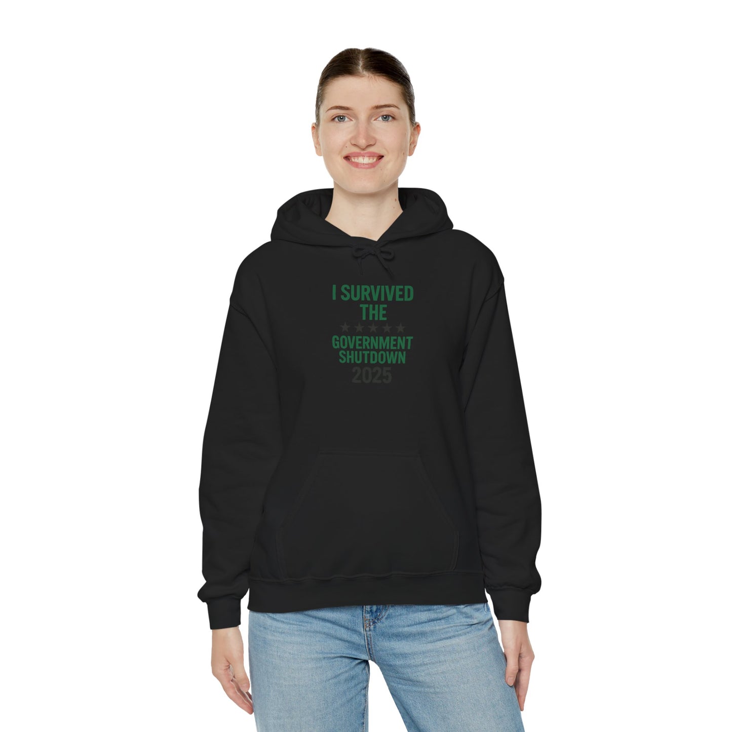 Green and black "I Survived the Government Shutdown 2025" Commemorative Hoodie