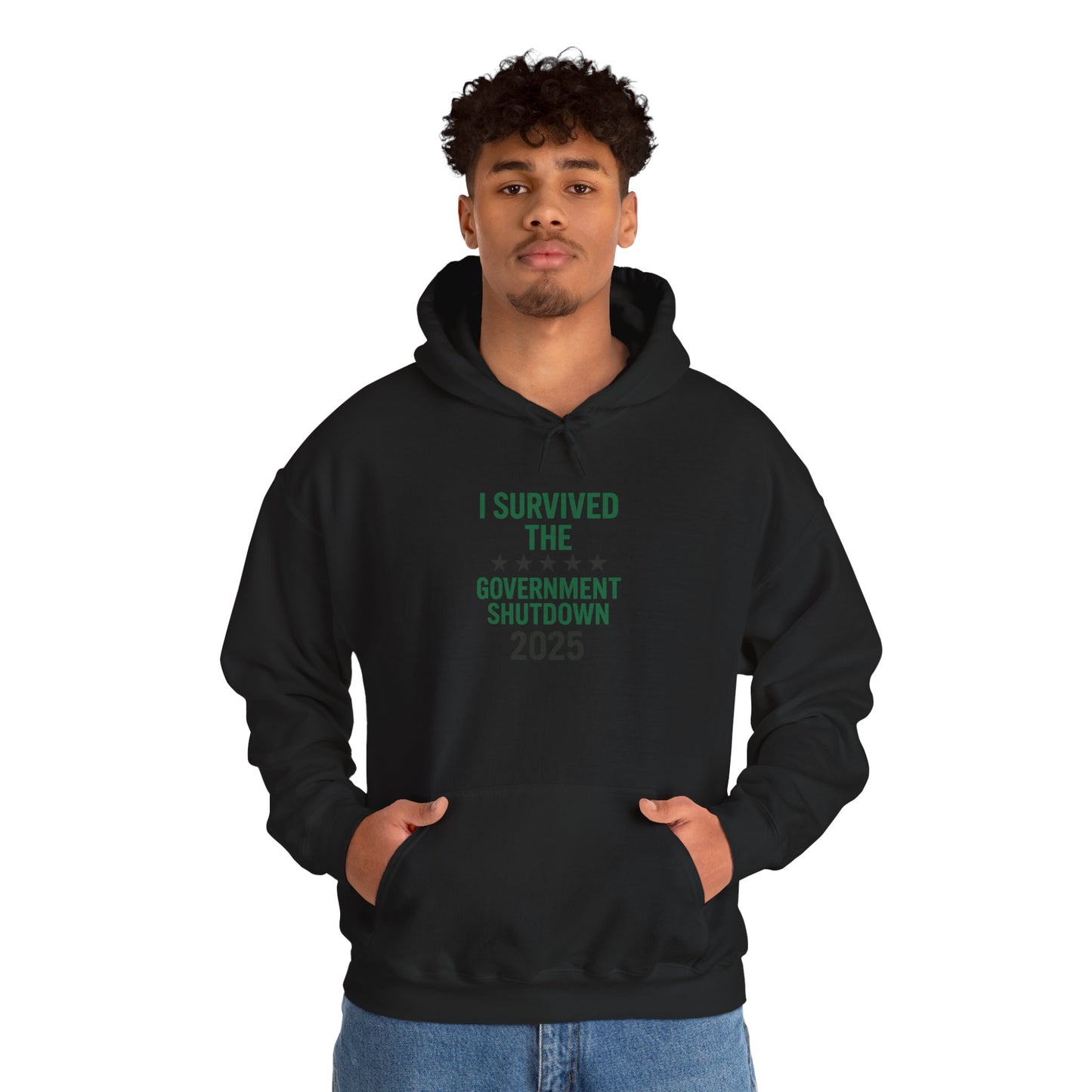 Green and black "I Survived the Government Shutdown 2025" Commemorative Hoodie