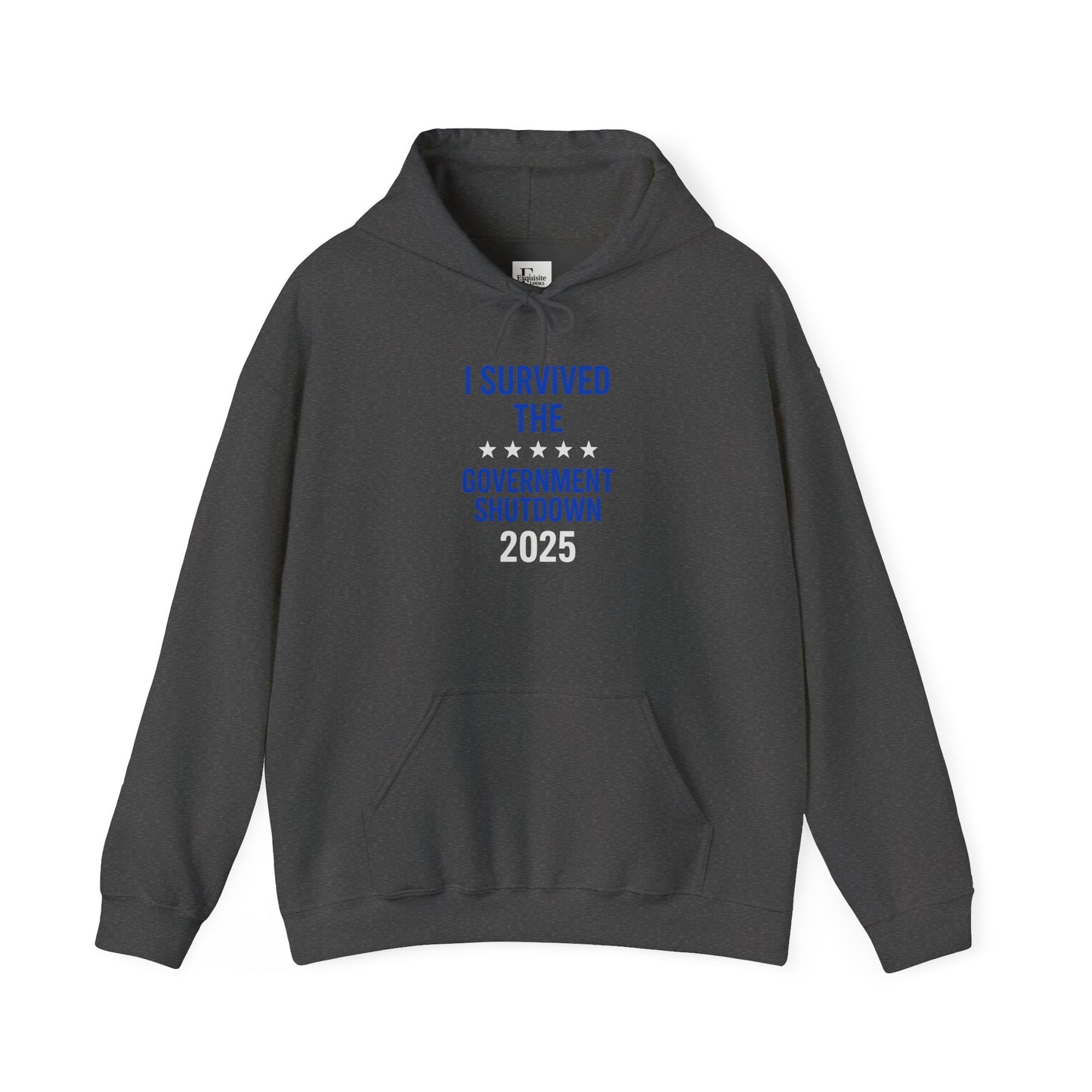 Royal blue and white "I Survived the Government Shutdown" Pullover