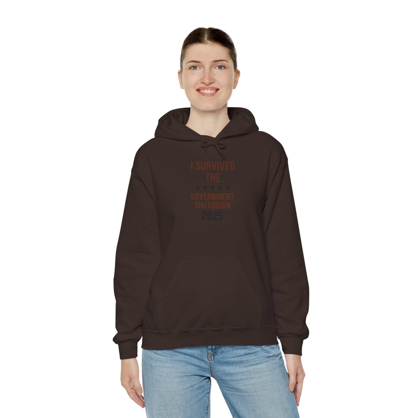Brown and black  "I Survived the Government Shutdown 2025 hoodie