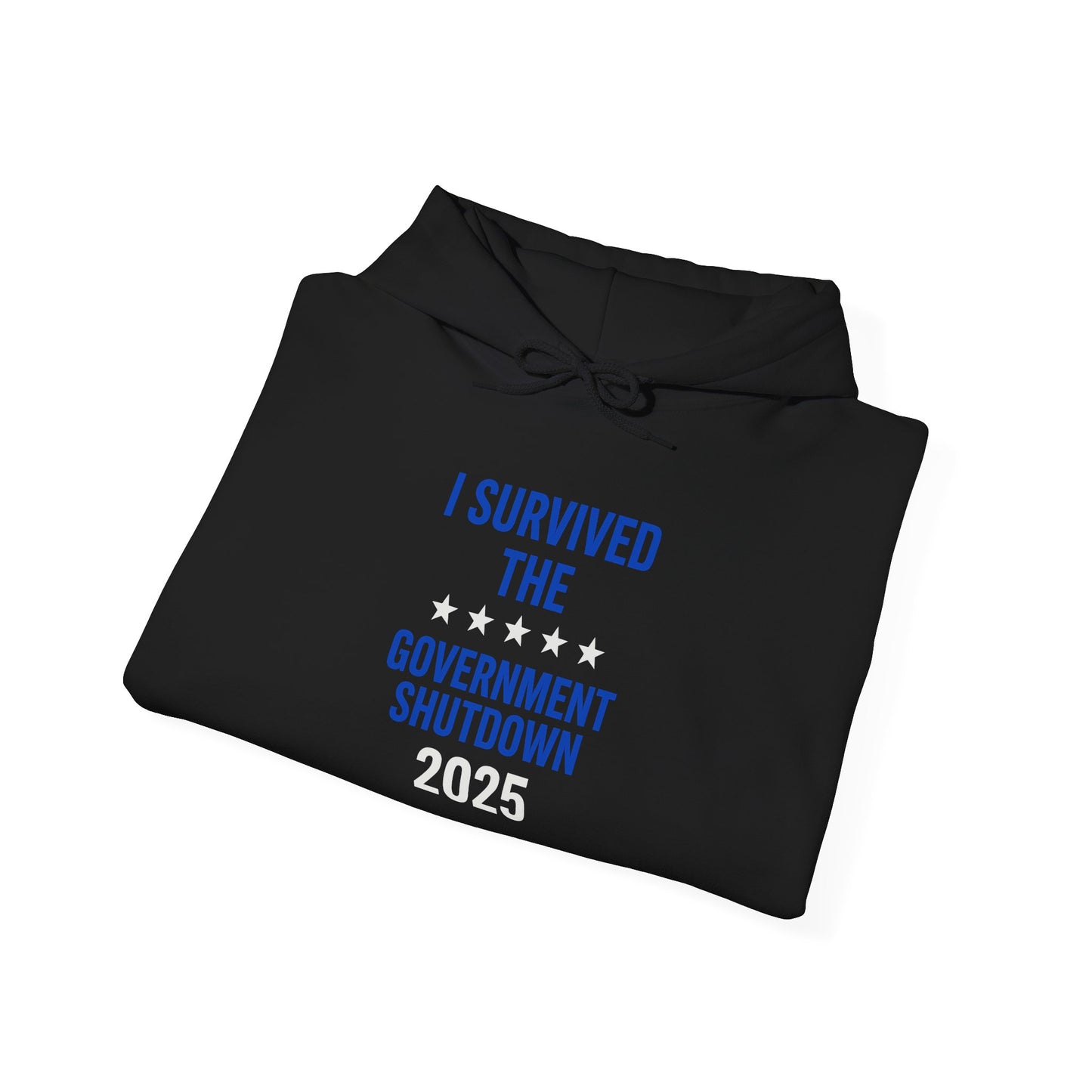 Royal blue and white "I Survived the Government Shutdown" Pullover