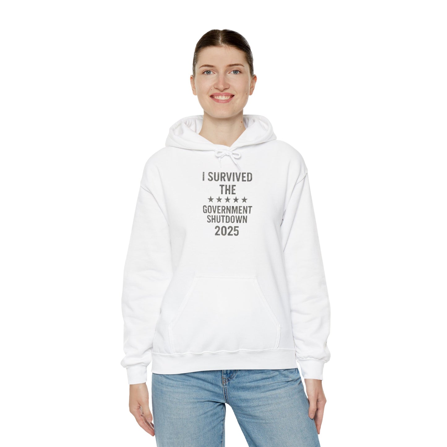 Grey camouflage "I Survived the Government Shutdown 2025" Commemorative hoodie